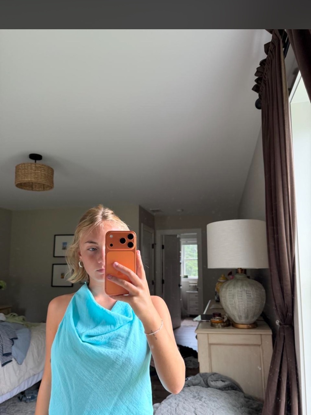 Zara Blue linen top